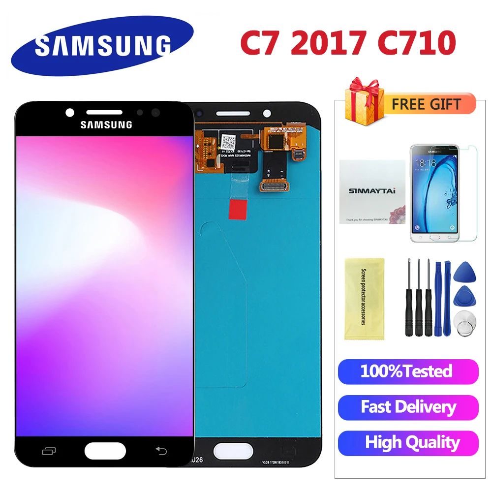 ЖК дисплей C710 для Samsung Galaxy C7 5 C710F/DS C7100 с сенсорным экраном и дигитайзером в сборе