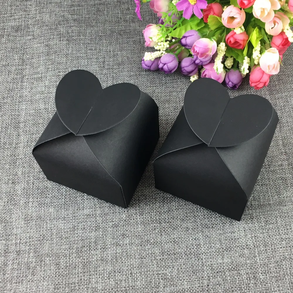 Черный 8*8*3 5 см 24 шт./лот крафт-коробка в форме сердца Пустые Конфеты/Ювелирные