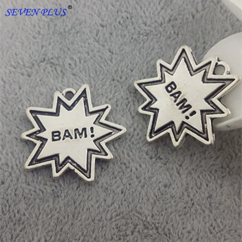 

High Quality 20 Pieces/Lot 25mm*25mm Antique Silver Plated Diy Jewelry Making Charm Bam Tag Words Charm Pendant