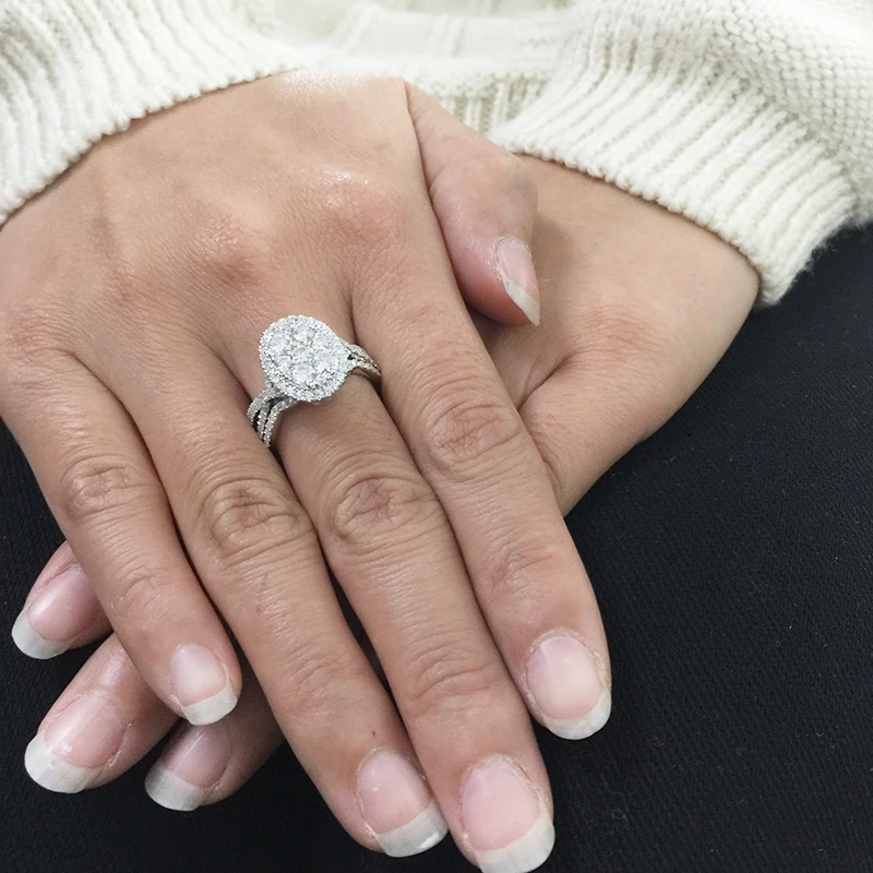 Однотонный 10 к белый золотой центр 1.5ctw F цвет Moissanite помолвочный Свадебный