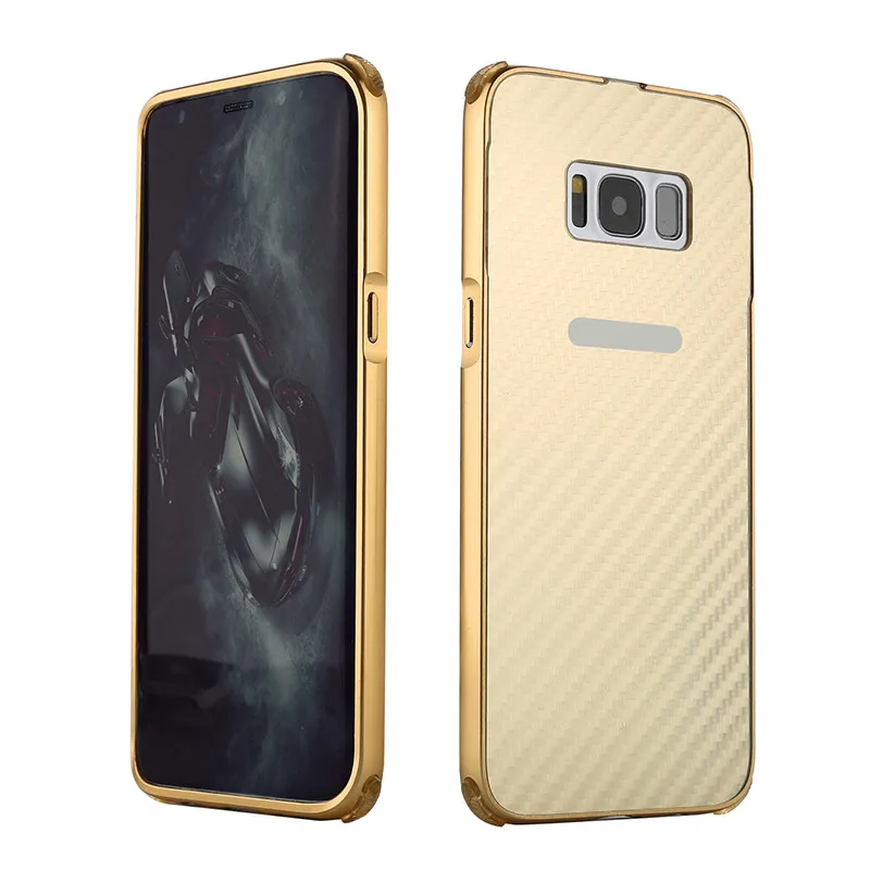 For Samsung S 8 S8 Case Metal Frame with Carbon Fiber Hard Cover for Galaxy G950 G9500 Shockproof |