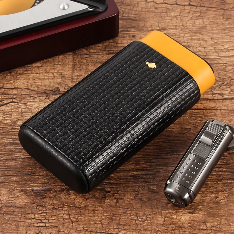 Cohiba кожаный чехол для сигар аксессуары для курения Классический Портативный Дорожный Чехол для сигар из кедрового дерева