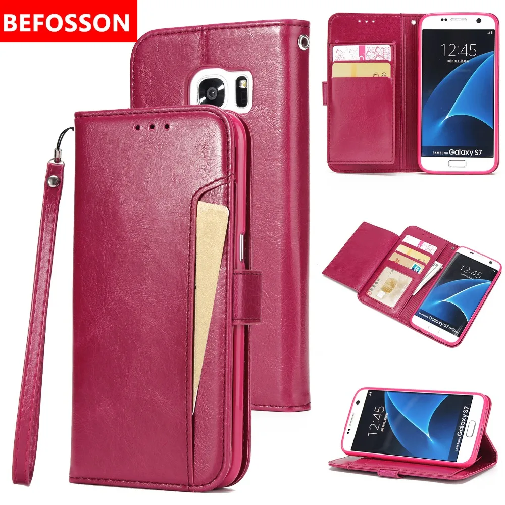 Befosson искусственная кожа Crazy Horse чехол для Samsung S7 S7edge телефона кошелек Кредитная