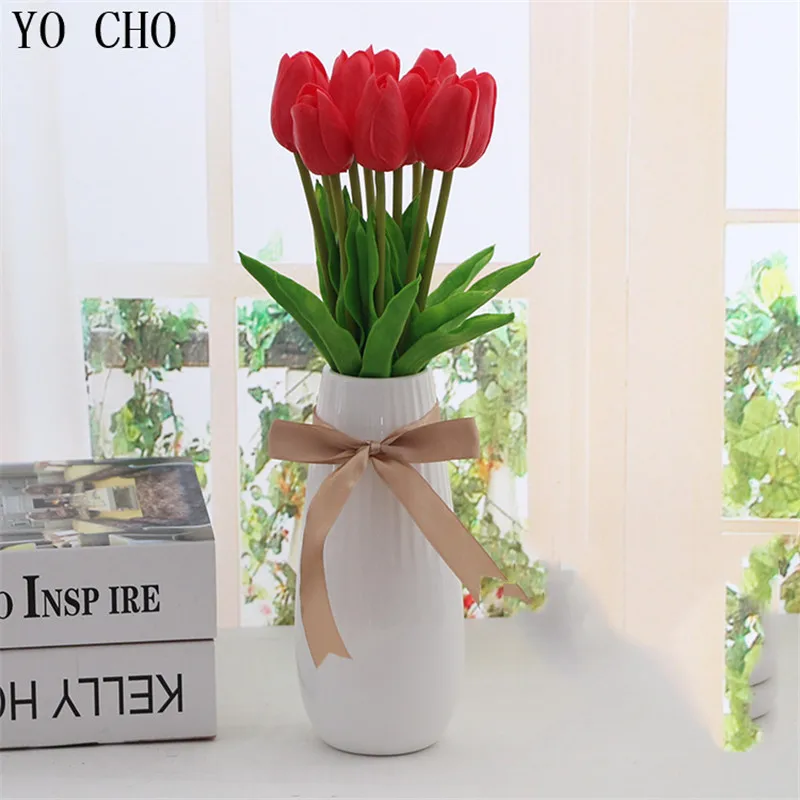 YO CHO 31 шт./лот мини тюльпаны цветы искусственная кожа Флорес Искусственный
