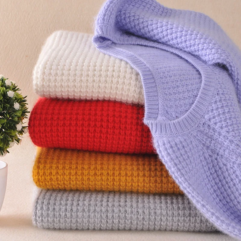 2019 NEW Autumn And Winter Women's Round Neck Cashmere Sweater Pullover Split Female Wild Knitted Sweaters Fashion Wool | Женская