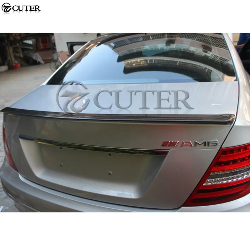 W204 AMG стиль углеродное волокно задние крылья багажник спойлер для Mercedes Benz C200 C300
