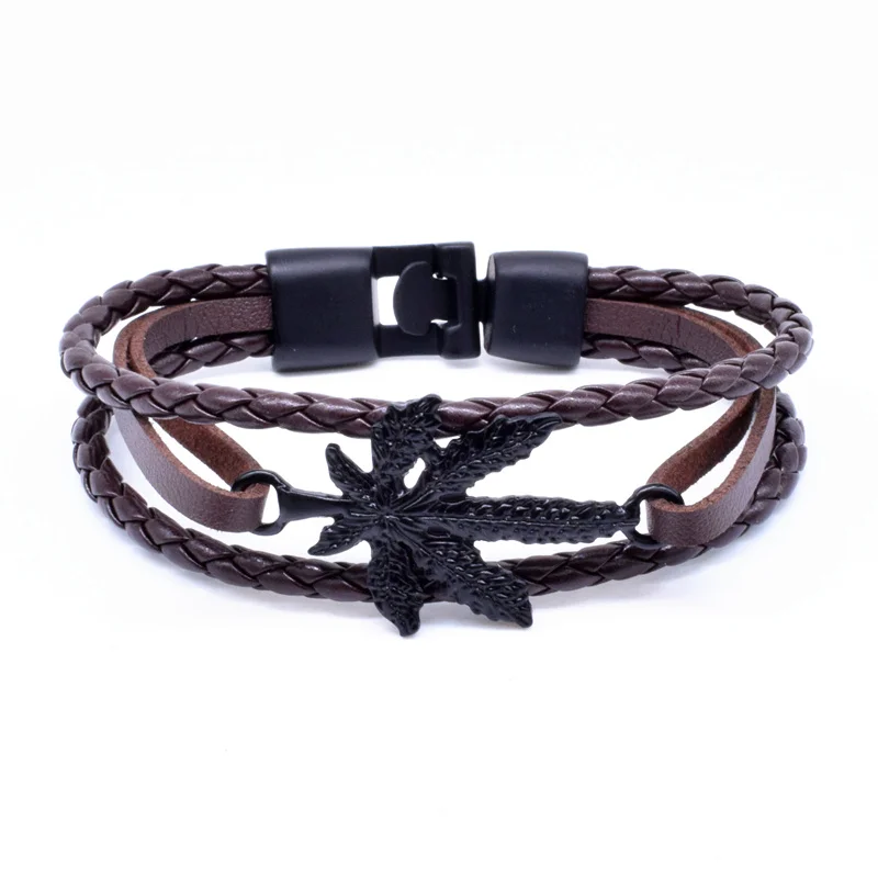 Мужской браслет с Кленовым листом ручные кожаные браслеты для женщин хит продаж