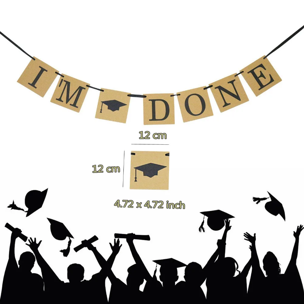 Выпускные вечерние 2020 I AM DONE баннеры шапочка выпускника торт Топпер декорации