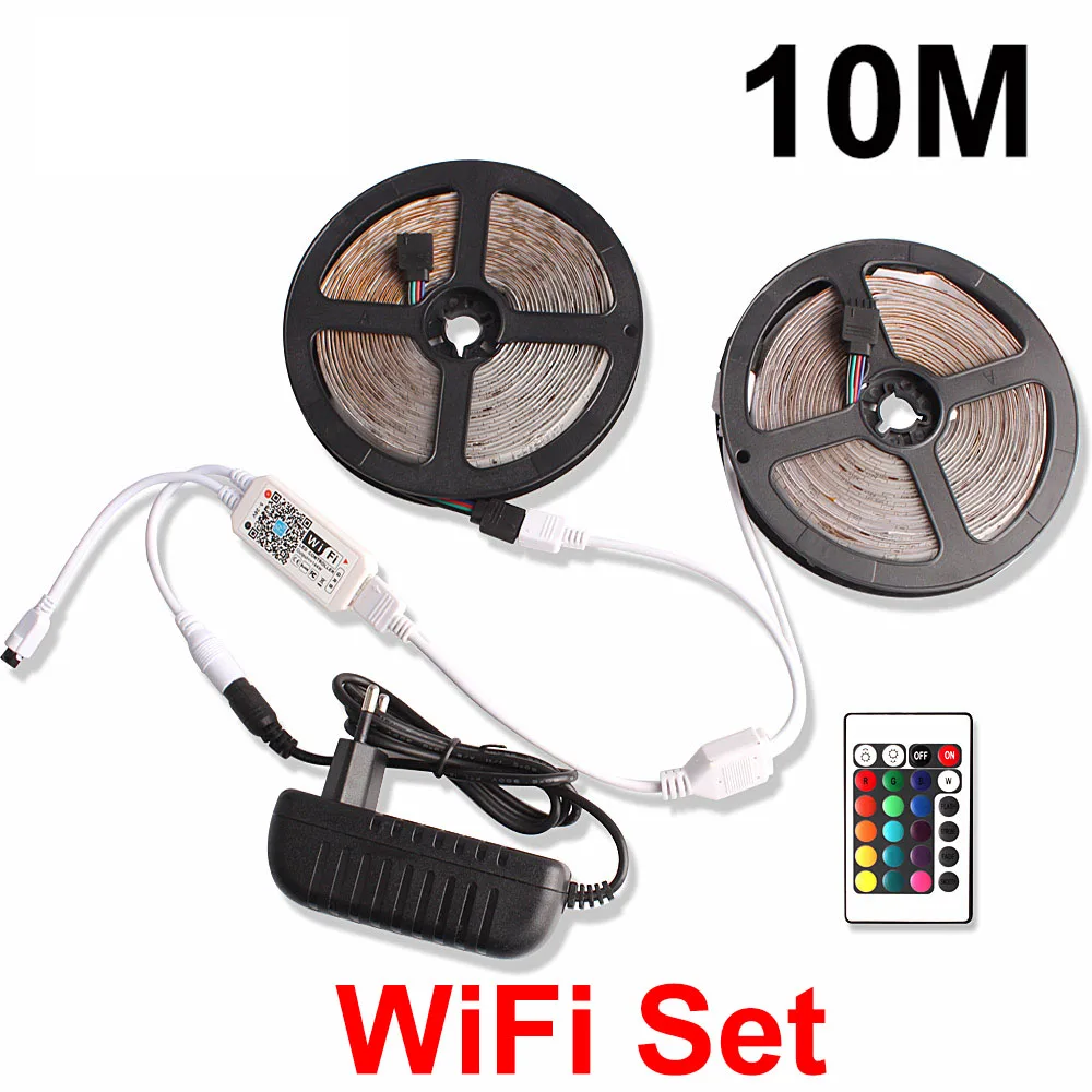 10M WiFi Set Ночник 2835 светодиодный RGB ленточный светильник 12V lampara для телевизора, кухонного шкафа, декор для туалета, ночной Светильник ing RF Bluetooth, wifi контроллер - Испускаемый цвет: 10M WiFi Set