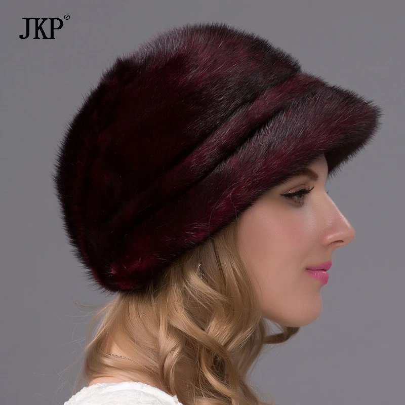 

New fashion Women Mink fur hat Winter Real Mink fur hats casual mink fur cap