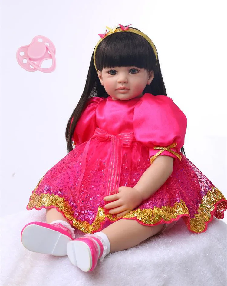 60 см Силиконовые Reborn Baby Doll игрушки принцессы для малышей куклы с длинными