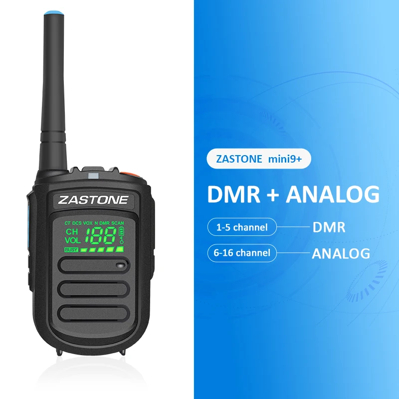 ZASTONE Mini9 + DMR цифровая и аналоговая мини рация UHF 400 470 МГц 2 Вт 1500 мАч HF
