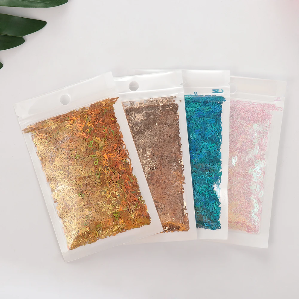 10g/Pack Apparel Sewing Sequin Material 5mm Ultrathin Letter Shape Laser Sequins Nail Glitter Art Clothing Decoration DIY Craft | Дом и сад