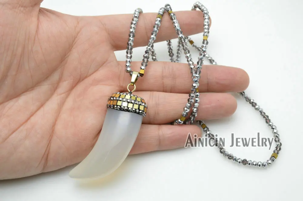 1 шт. Натуральный Камень Стразы глина выложенная рогом кулон в форме граненого