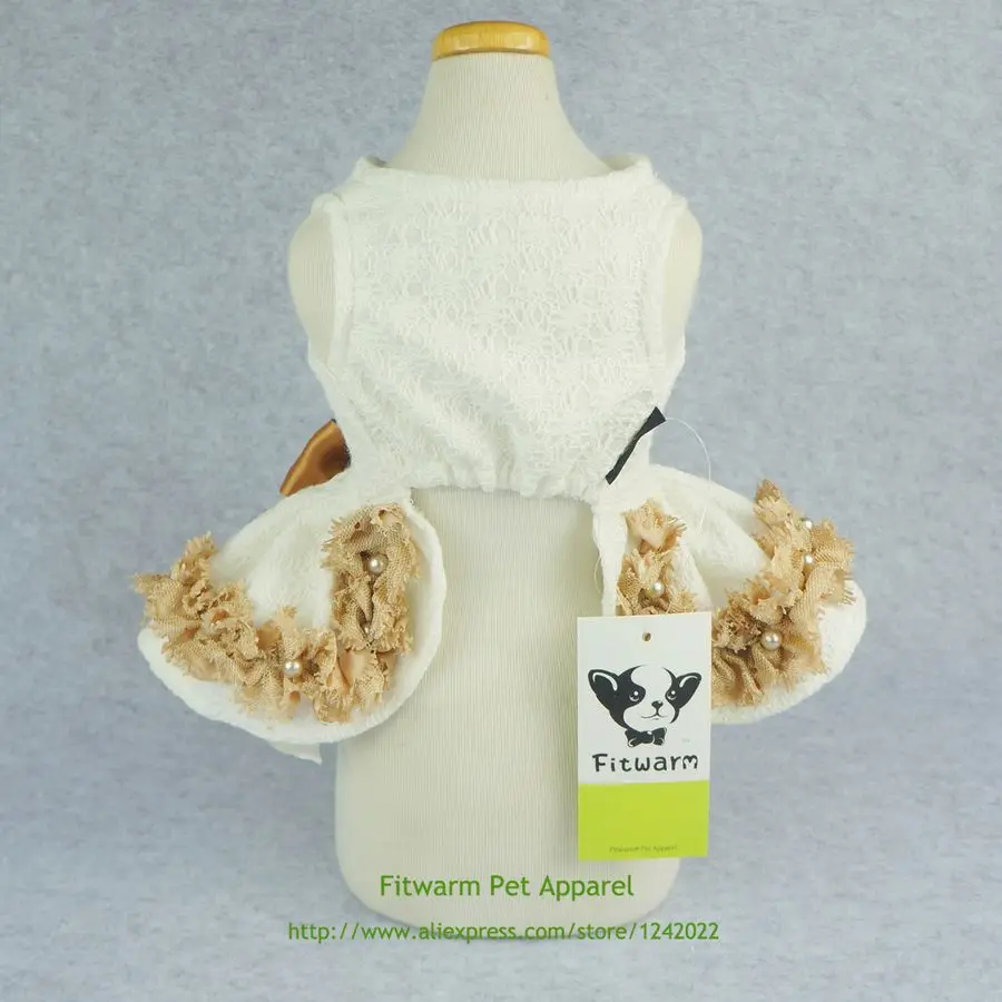 Элегантная кружевная одежда для домашних животных Fitwarm собак свадебные рубашки
