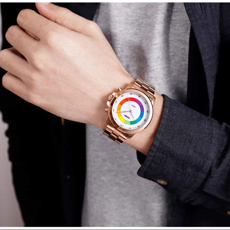 Мужские кварцевые наручные часы со светодиодной подсветкой