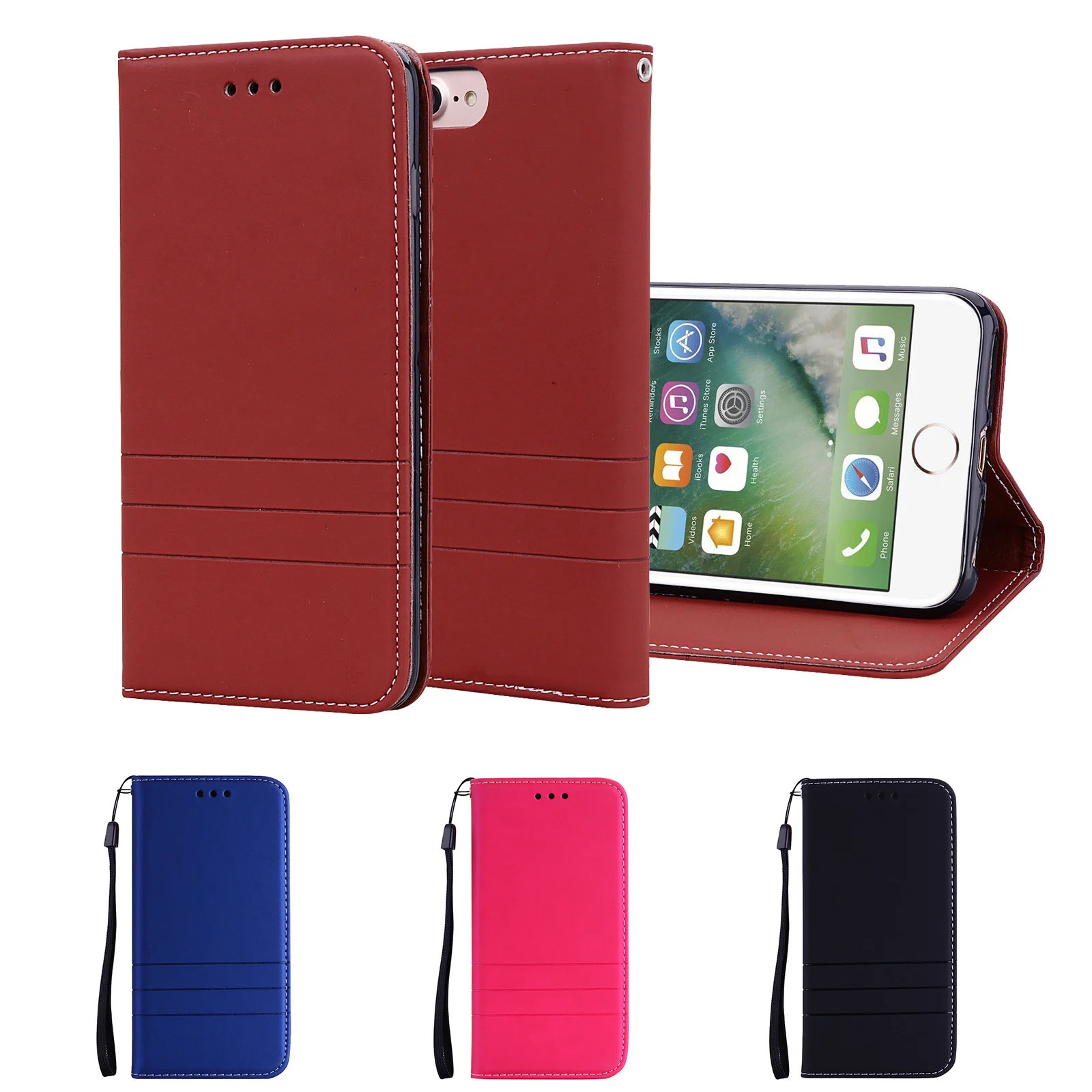 Роскошный Магнитный кожаный чехол-книжка с держателем для карт чехол-кошелек