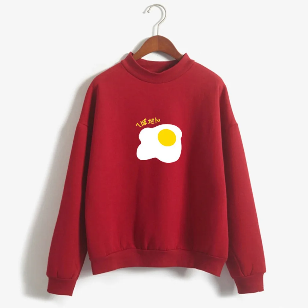 CHAMSGEND Женская толстовка с узором в виде яиц одноцветная осенняя капюшоном