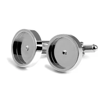 silver plated cufflinks blanks with round bezel setting match 16mm cabochon wholesalebest sale