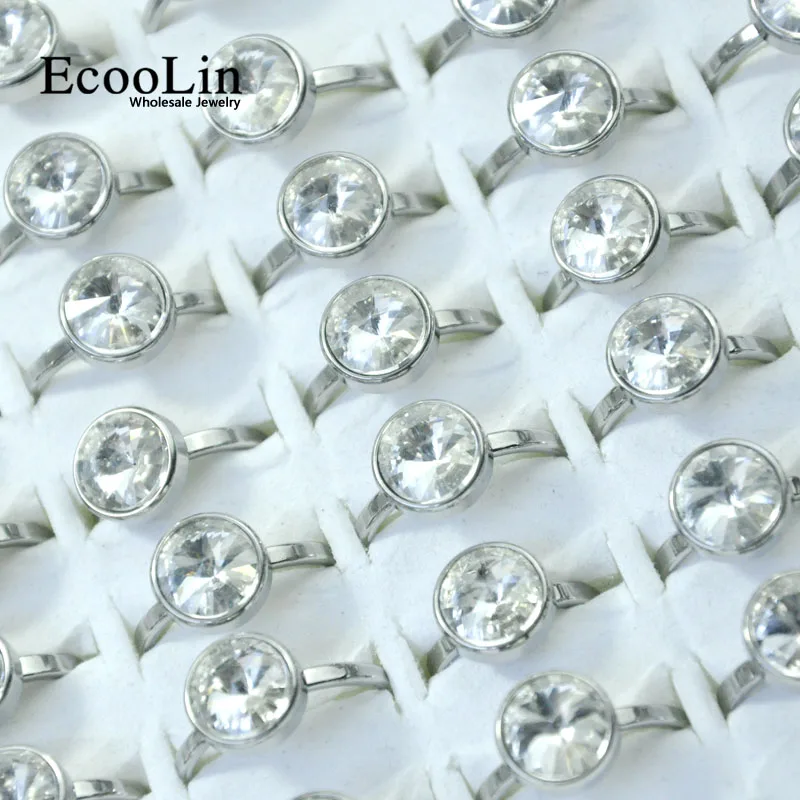 Женские кольца из нержавеющей стали EcooLin модные с цирконием 10 шт. LR4036 | Украшения и
