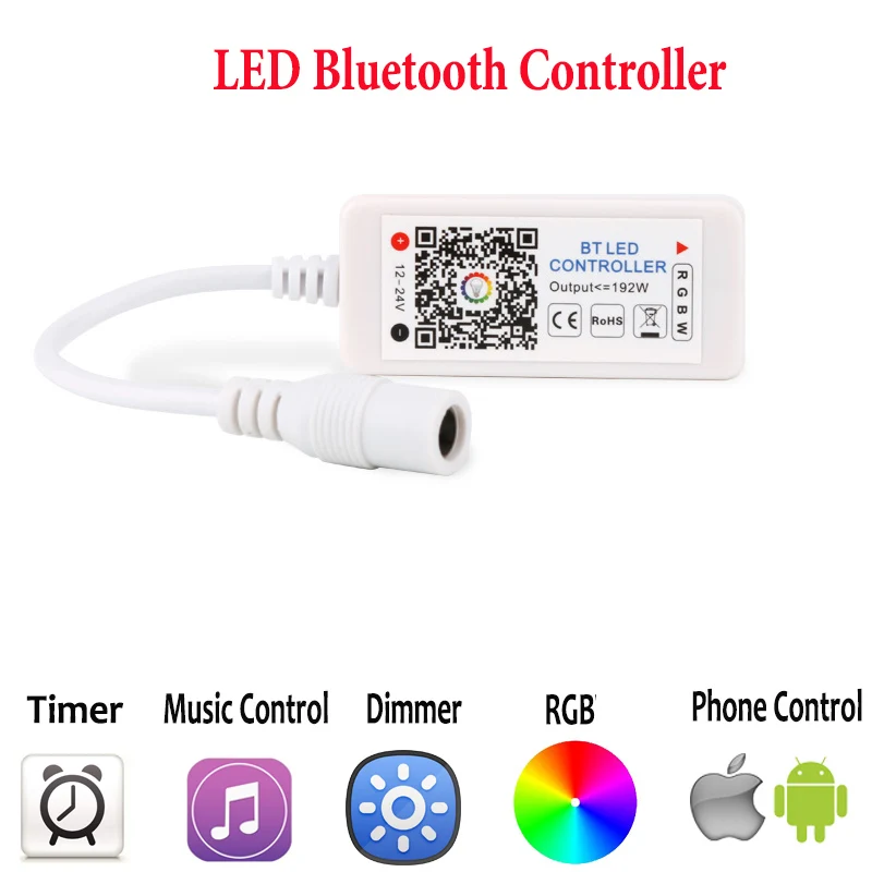 BLYN 3528 RGB LED Strip Waterproof Bluetooth Wireless Control 5M 10M 15M Rope Lights +Bluetooth Controller +DC12V 5A PSU | Лампы и