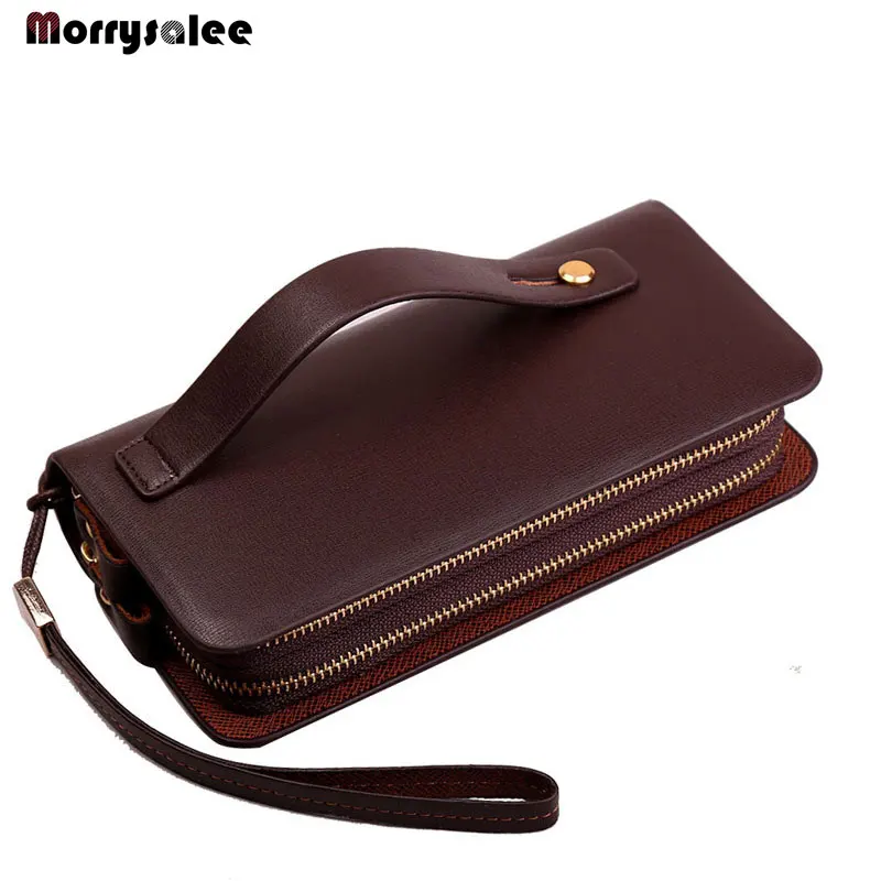

Fashion Leather Men Purse Long Wallet Male ID Cards Clutch Bag Man Vallet Famous Brand Mens Wallets Black Zipper Purse for Phone