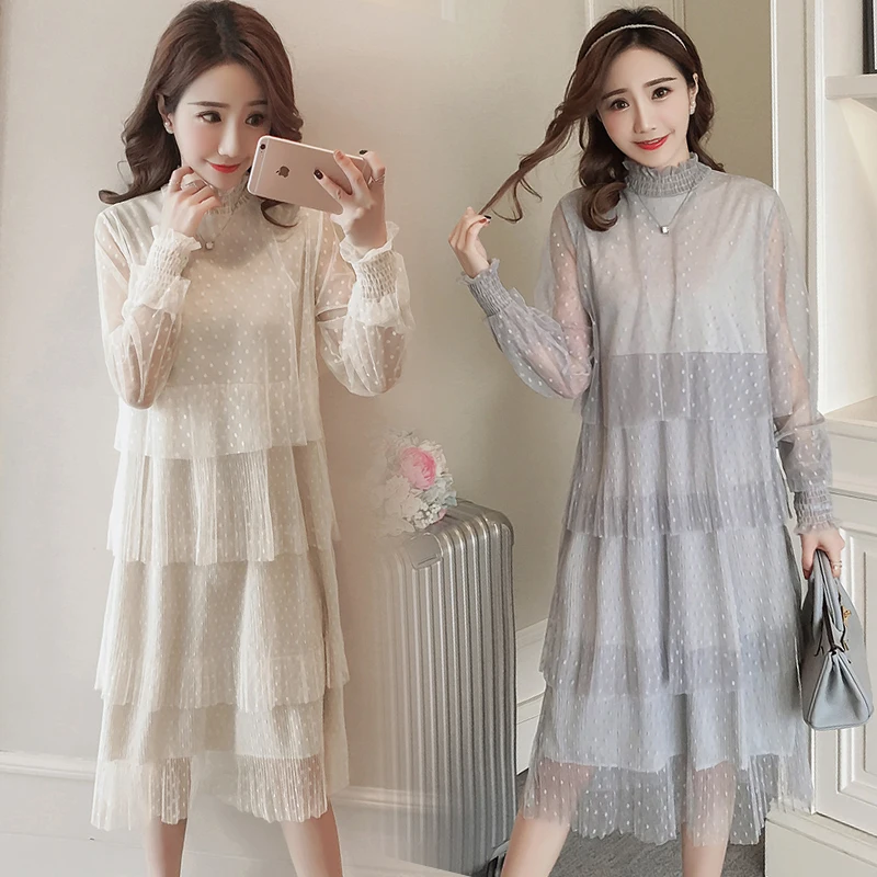 Базовое Кружевное Платье До Колена для беременных женщин модное милое