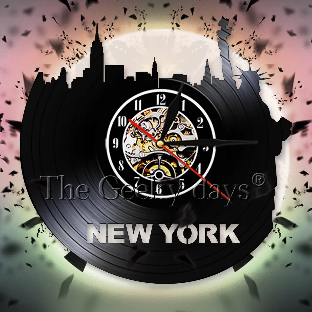 Виниловые настенные часы New York Citycape современный дизайн 3D креативные