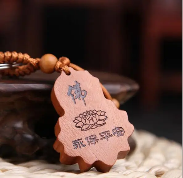 Брелок Будда lotus из натурального дерева брелок для ключей унисекс lucky flower брелки