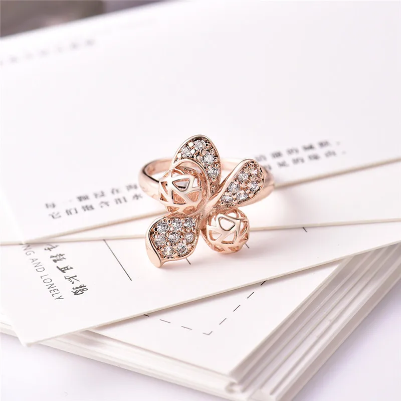 Женские винтажные кольца BUDONG геометрические из розового золота с кубическим