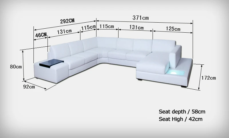 Новый дизайн наборы диванов u образной формы со светодиодным светильник|designer sofa