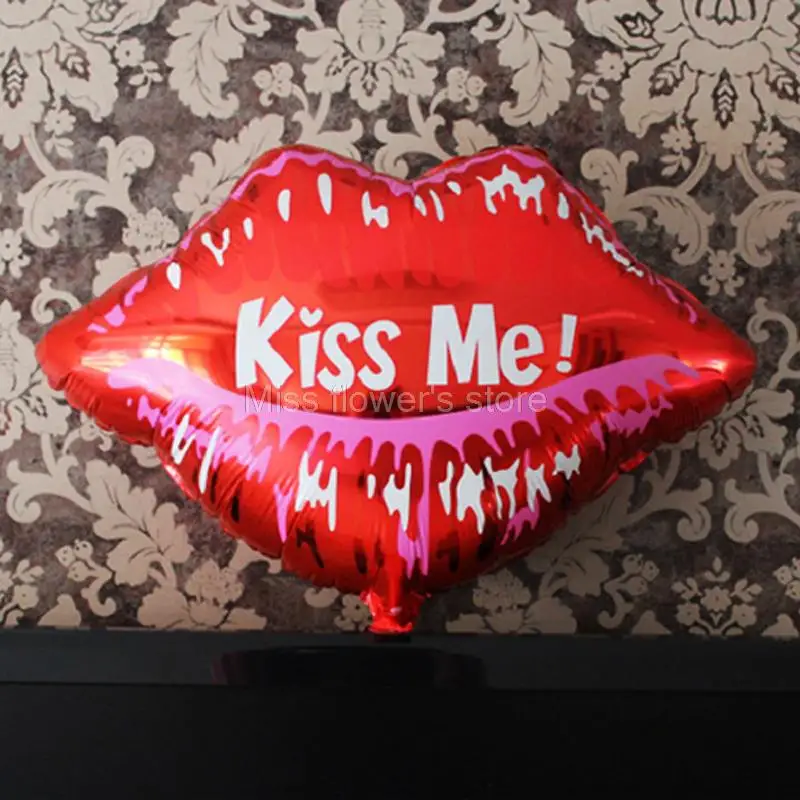 1 шт. надписью Kiss Me (Поцелуй меня) цвета в виде красных губ гелиевый воздушный шар