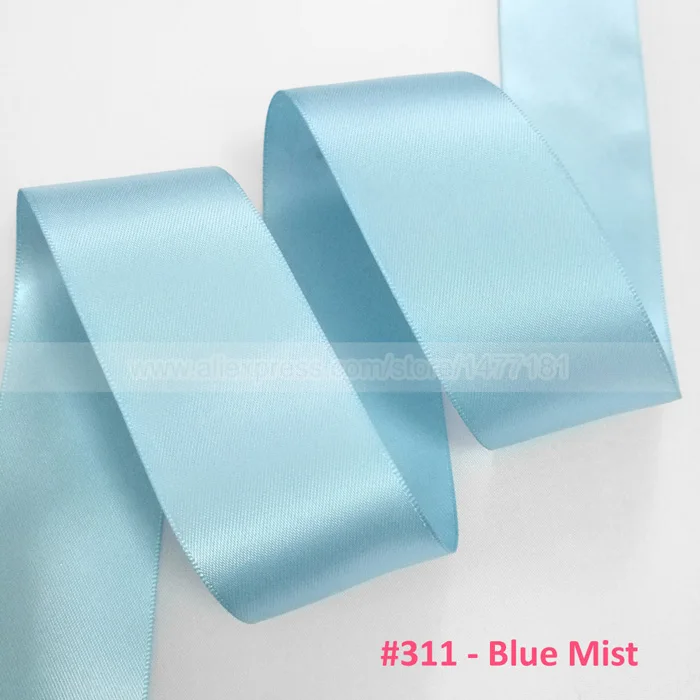 311 Blue Mist 25 ярдов) высокое качество " 5 см 50 мм Двусторонняя атласная лента полиэстер двухсторонняя ленты для свадебного украшения ремесла - Цвет: 311 Blue Mist