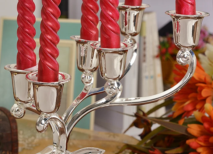 Романтический подсвечник в стиле ретро свадебный с шестью посеребренными