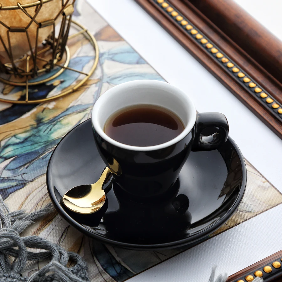 MUZITY Ceramic Cup And Saucer Black Coffee Set Porcelain 90ml Tea Drinkware | Дом и сад
