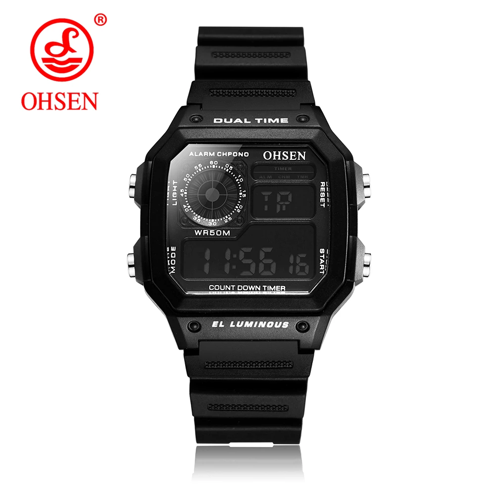 Новинка OHSEN цифровые модные спортивные часы Женская Сигнализация 50 м