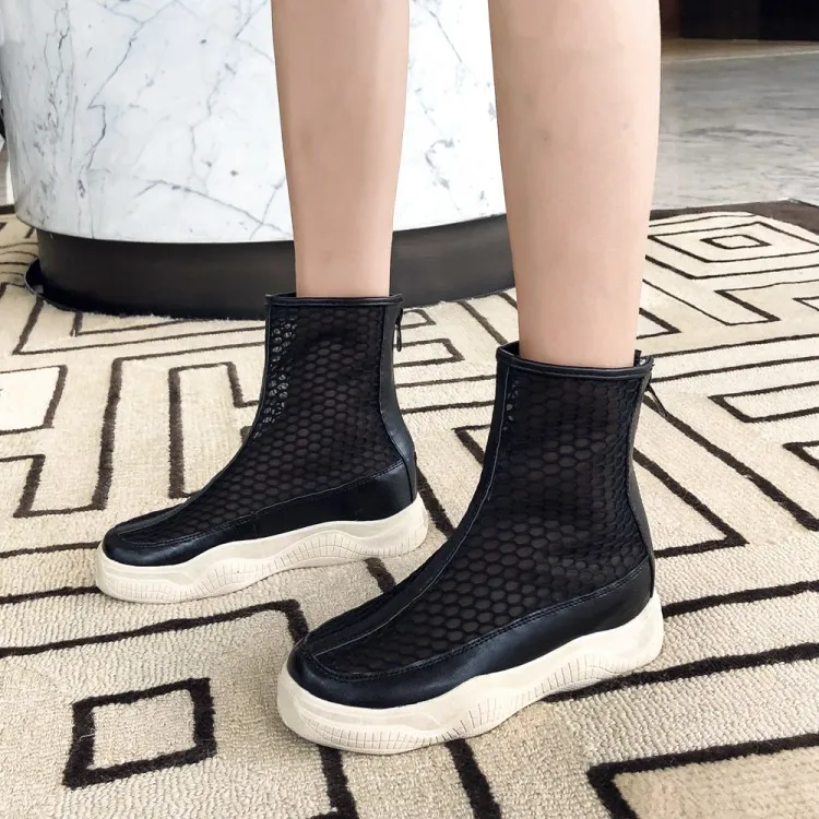 Женские сетчатые ботинки на молнии сзади большие размеры 9 10 11-15 | Обувь