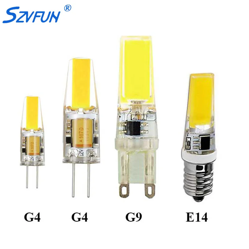 Светодиодная лампа E14 g4 Led светильник 12 в 9 Вт В G9 220 Диммируемый COB силиконовый 360