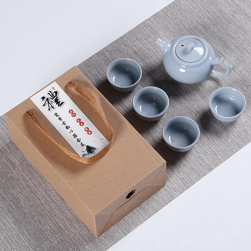 High quality Ge Kiln Kungfu Tea set,China tea set,Kung Fu Tea Cup,Travel Tea Pot Chinese Porcelain Teacup Set Drinkware Gift