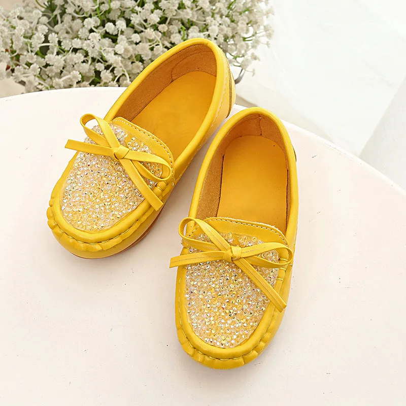HITOMAGIC Children Shoes Girls Female Footwear With Rhinestones Bow Spring Summer Autumn Breathable Casual Kids Peas Shoe | Детская