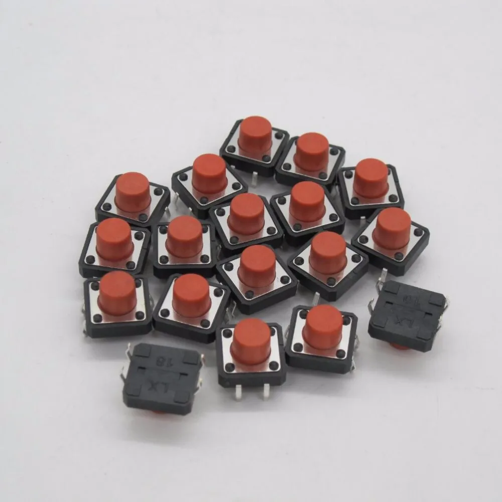 80 шт. 12x12mmx7mm печатной платы Мгновенный Тактильные Такт кнопочный переключатель 4 Булавки DIP 12*12*7 мм