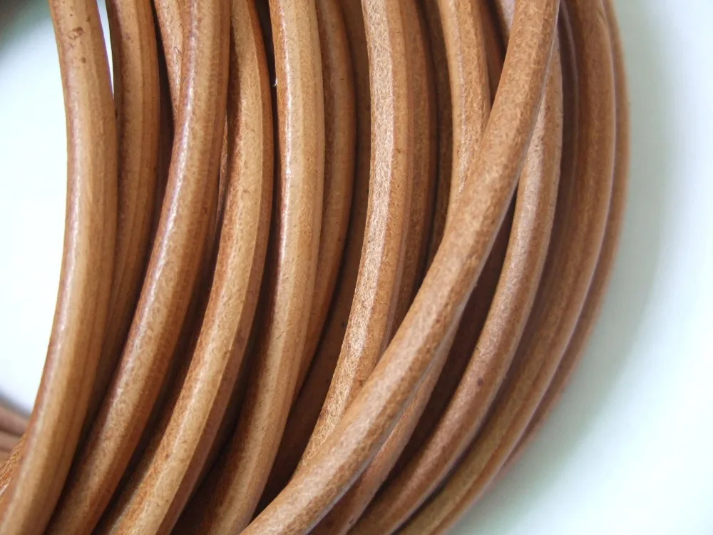 

1 Meters High Quality 5mm Round Genuine Natural Leather Cord String Lace Tong Jewellery Making