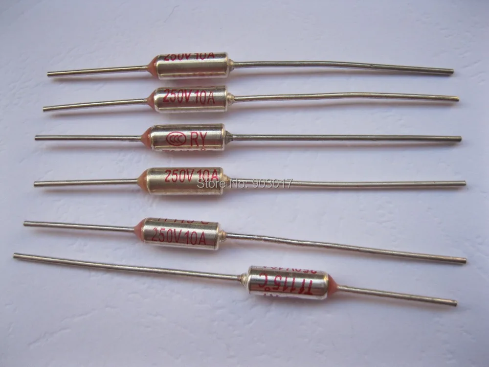 100 шт. в партии микротемпературный термопредохранитель 115C отсечка 10 а 250