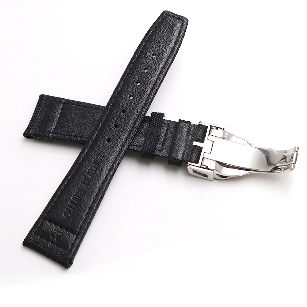 Rolamy Watch Band 20 21 22mm  Nylon Fabric Leather For Tudor Omega IWC Rolex Replacement Wrist  Loops Strap Deployment Clasp