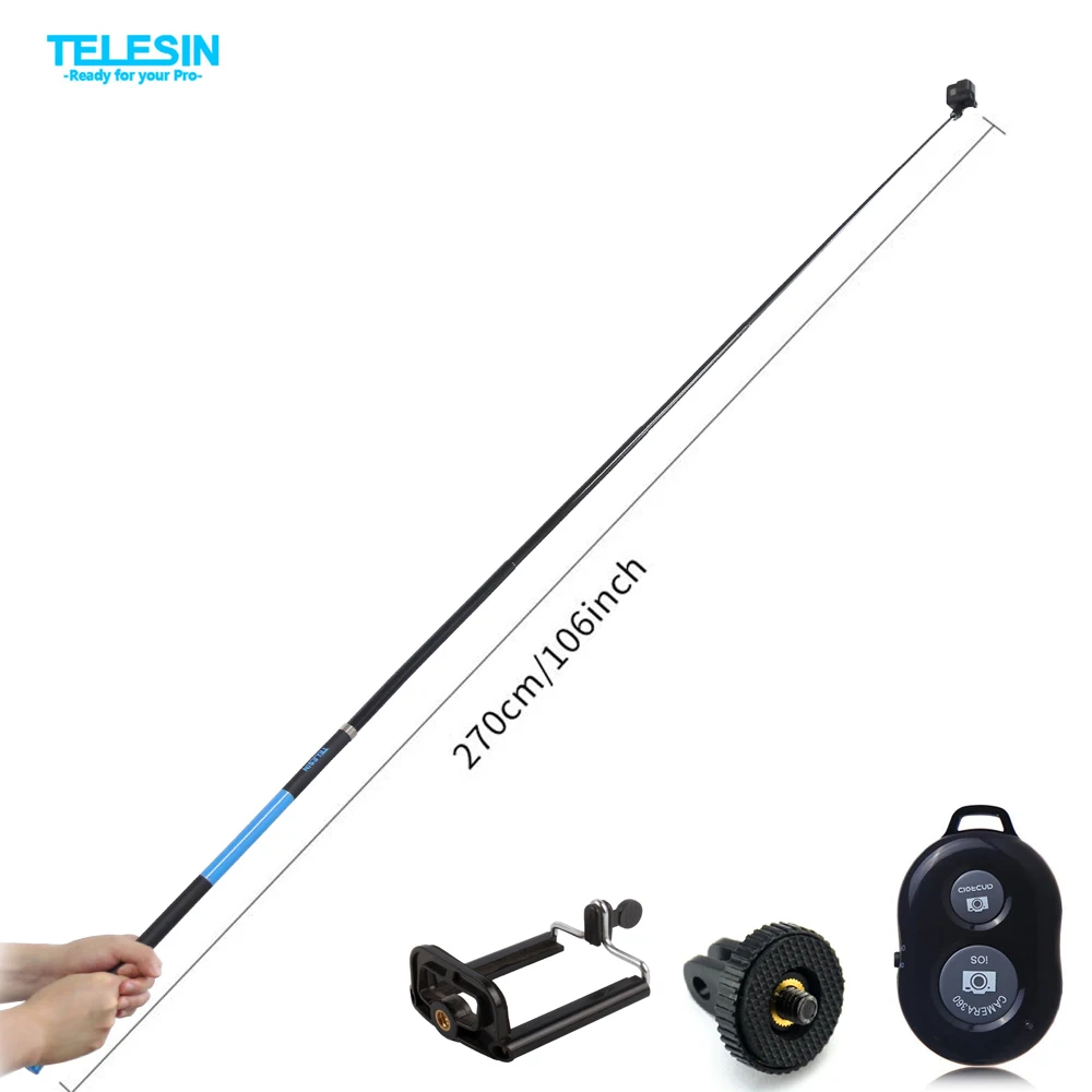 TELESIN 106 &quotСелфи палка для телефона android GoPro Hero Xiaomi YI 4K SJCAM EKEN углеродное волокно