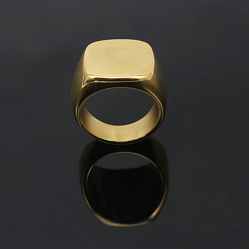 316L Stainless Steel Ring for Men Square Shiny Big Party Jewelry Women Gold or Silver Color Rings R10084|stainless steel ring|ring forrings men |