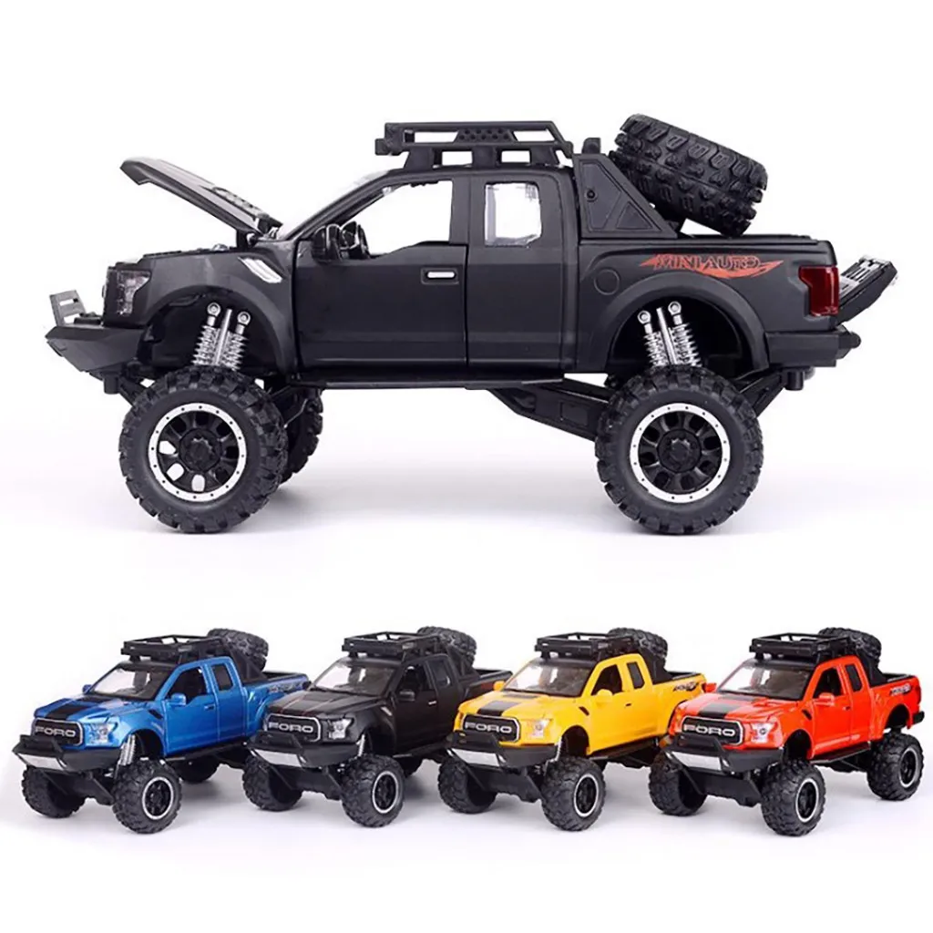 1:32 FORD F150 Raptor Pickup Diecast с музыкой мигающий автомобиль игрушка Подарки для детей сплав моделирование большое колесо внедорожник Z523