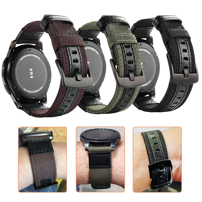 Laforuta 22 мм для samsung gear Sport S3 Classic Frontier Galaxy Watch 46 мм ремешок армейский зеленый нейлоновая ткань быстросъемный ремешок