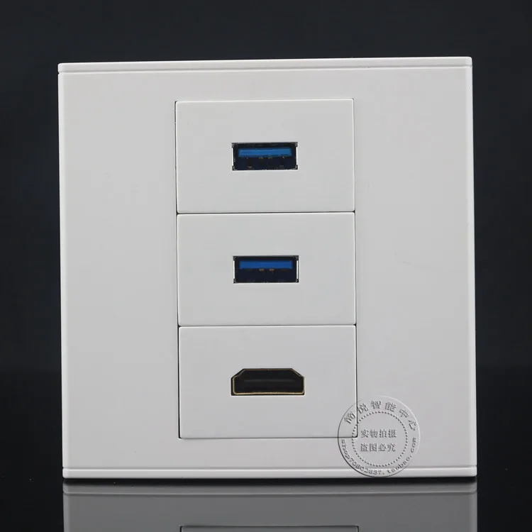

Wall Face Plate 3 Ports Double 3.0 USB Data extension line Wall Socket & One 2.0 HDMI Outlet Faceplate