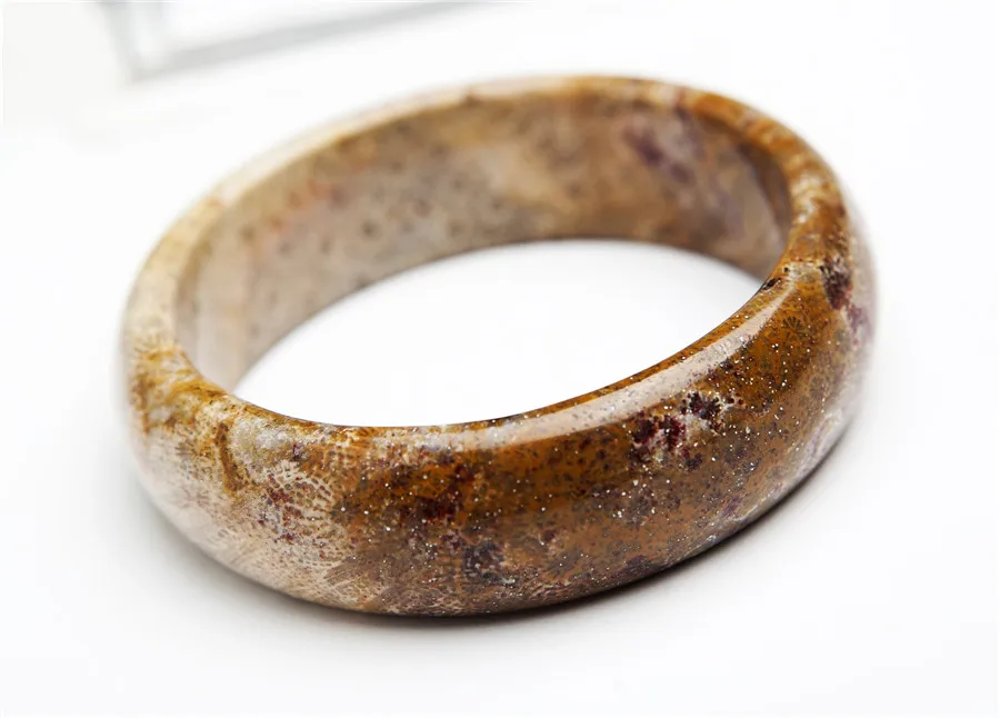 

Genuine Natural Coral Gem stone Round Bangle Bracelets Women Femme Fashion Bangles Inner Diameter 60mm